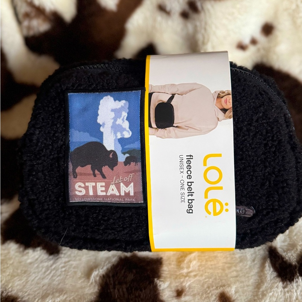 Lolë Black Fleece Belt Bag with Yellowstone Park Let Off Steam Patch
